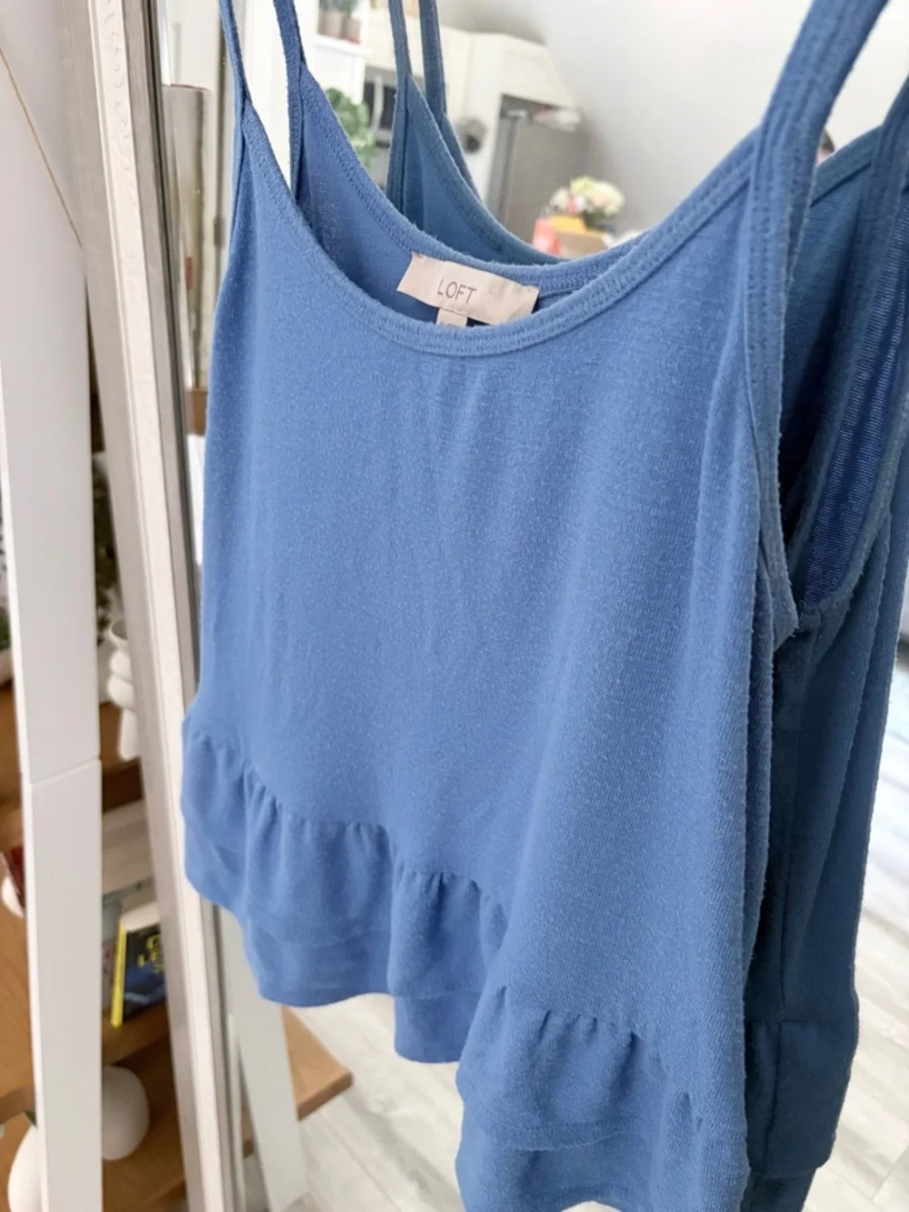LOFT Blue Ruffle Hem Peplum Top